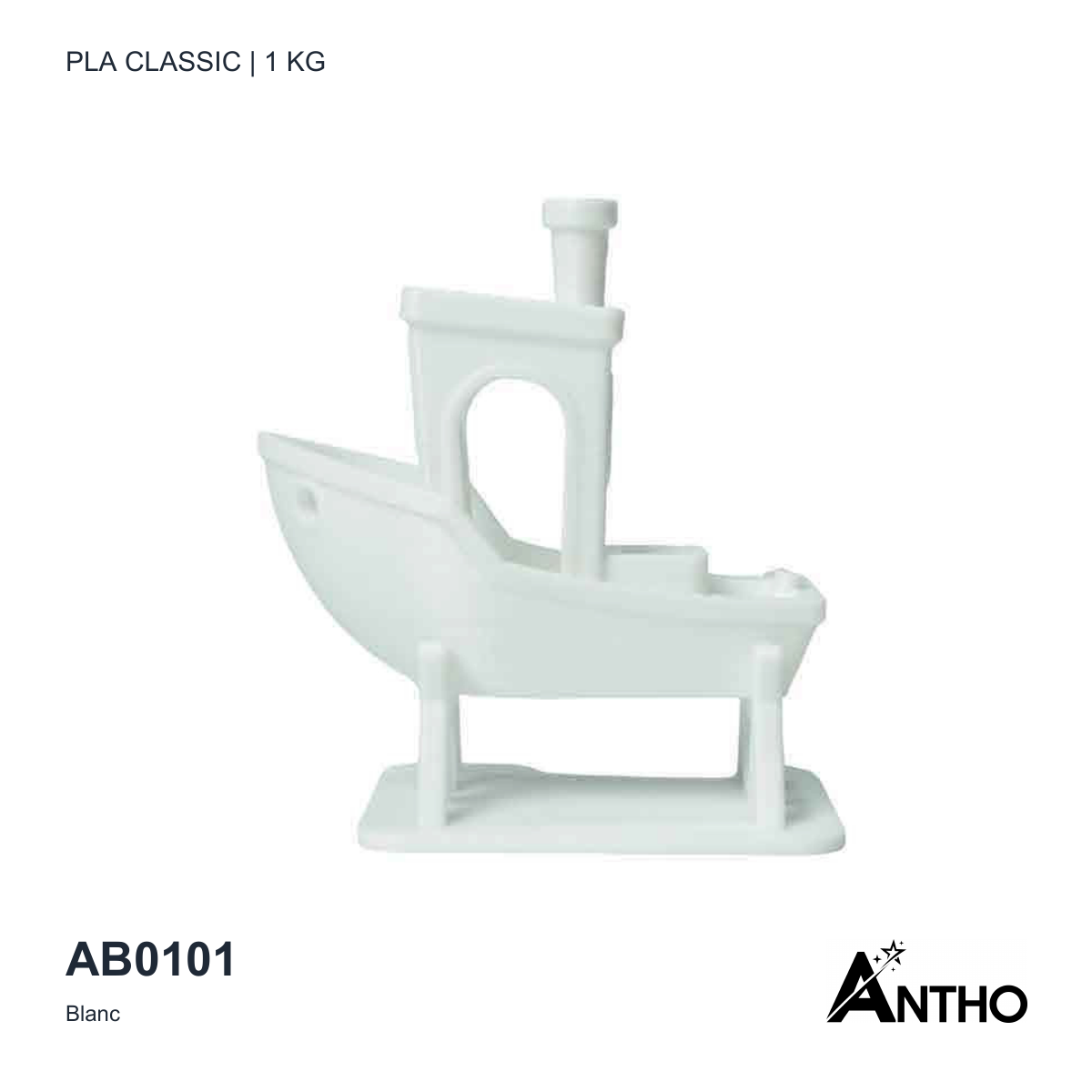 Filament ANTHO PLA Classic blanc 1 kg AB0101 - exemple de rendu imprimé