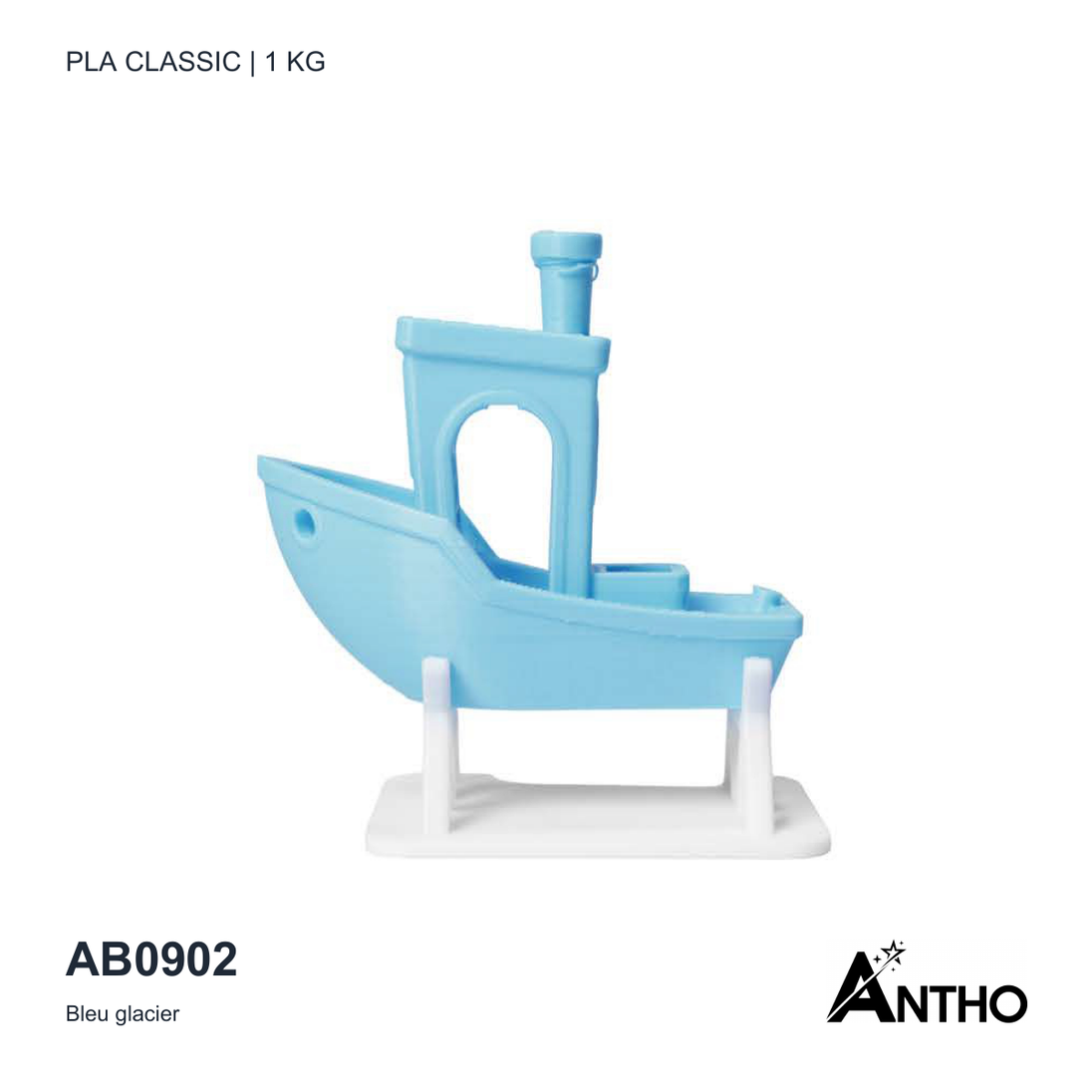 Filament ANTHO PLA Classic Bleu glacier 1 kg AB0902 - exemple de rendu imprimé