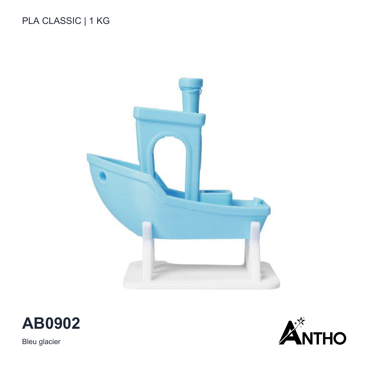 Filament ANTHO PLA Classic Bleu glacier 1 kg AB0902 - exemple de rendu imprimé