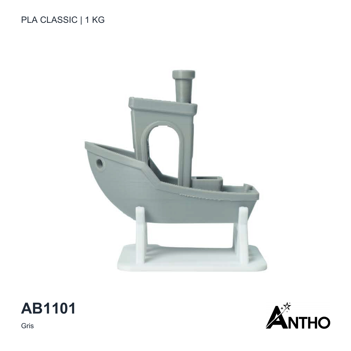 Filament ANTHO PLA Classic Gris 1 kg AB1101 - exemple de rendu imprimé