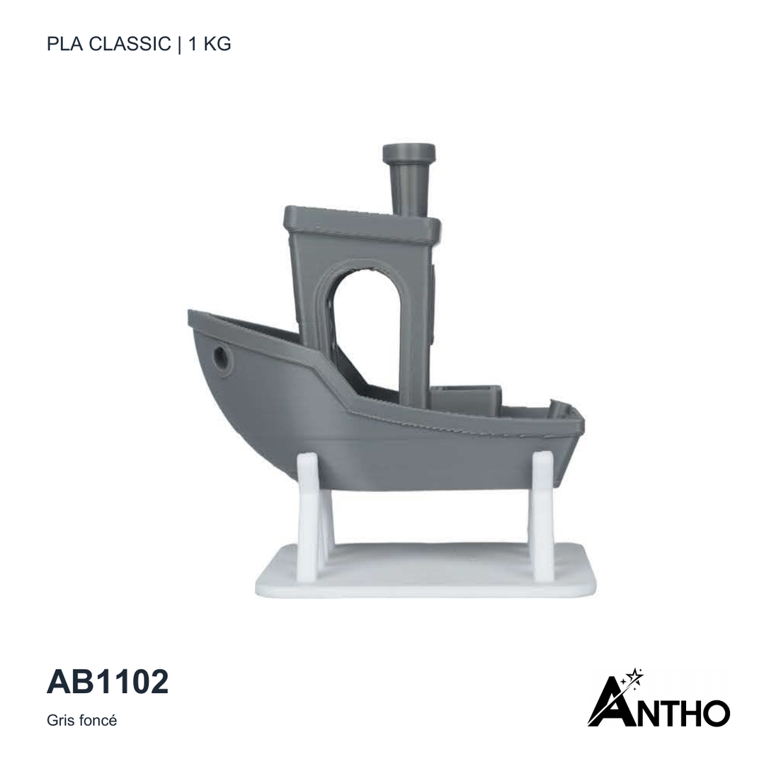 Filament ANTHO PLA Classic Gris fonc� 1 kg AB1102 - exemple de rendu imprimé
