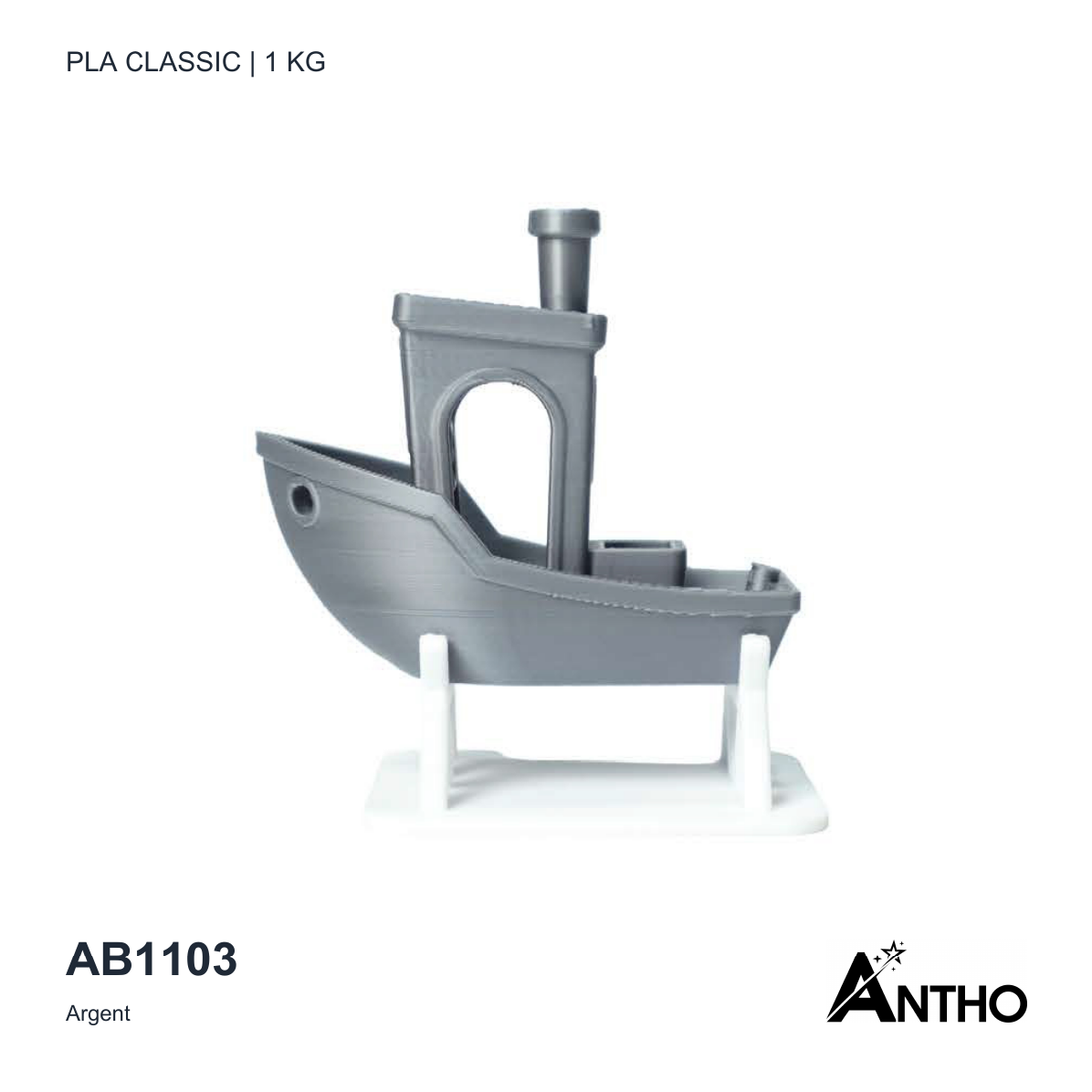 Filament ANTHO PLA Classic Argent 1 kg AB1103 - exemple de rendu imprimé