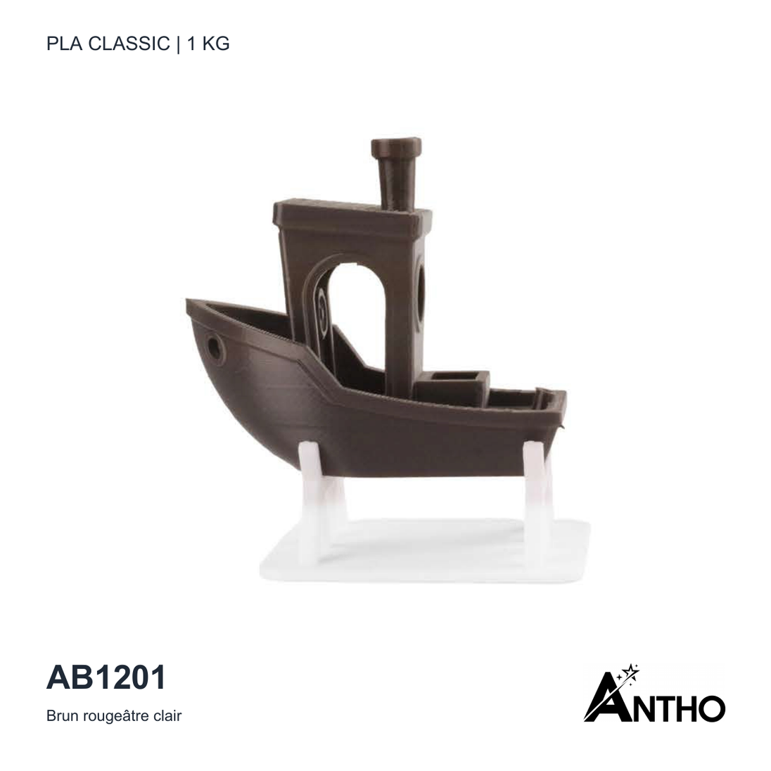 Filament ANTHO PLA Classic Brun rouge�tre clair 1 kg AB1201 - exemple de rendu imprimé