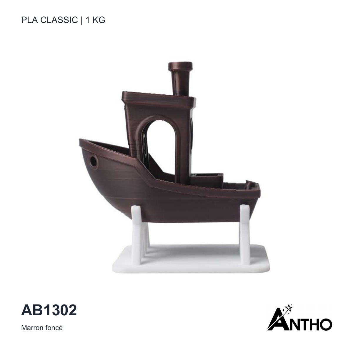 Filament ANTHO PLA Classic Marron fonc� 1 kg AB1302 - exemple de rendu imprimé
