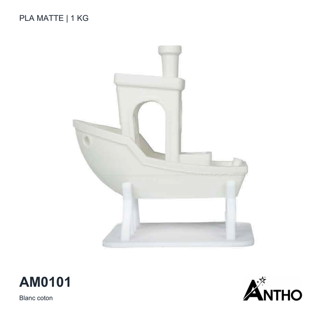 Filament ANTHO PLA Matte Blanc coton 1 kg AM0101 - exemple de rendu imprimé