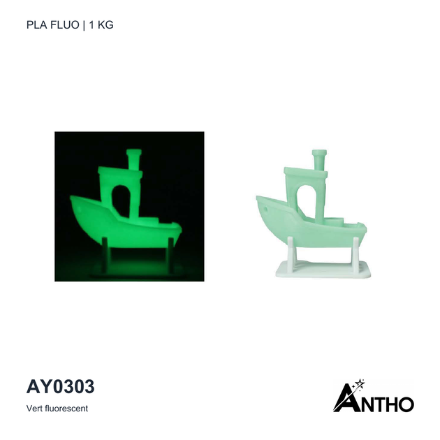 Filament ANTHO PLA Fluo Vert fluorescent 1 kg AY0303 - exemple de rendu imprimé