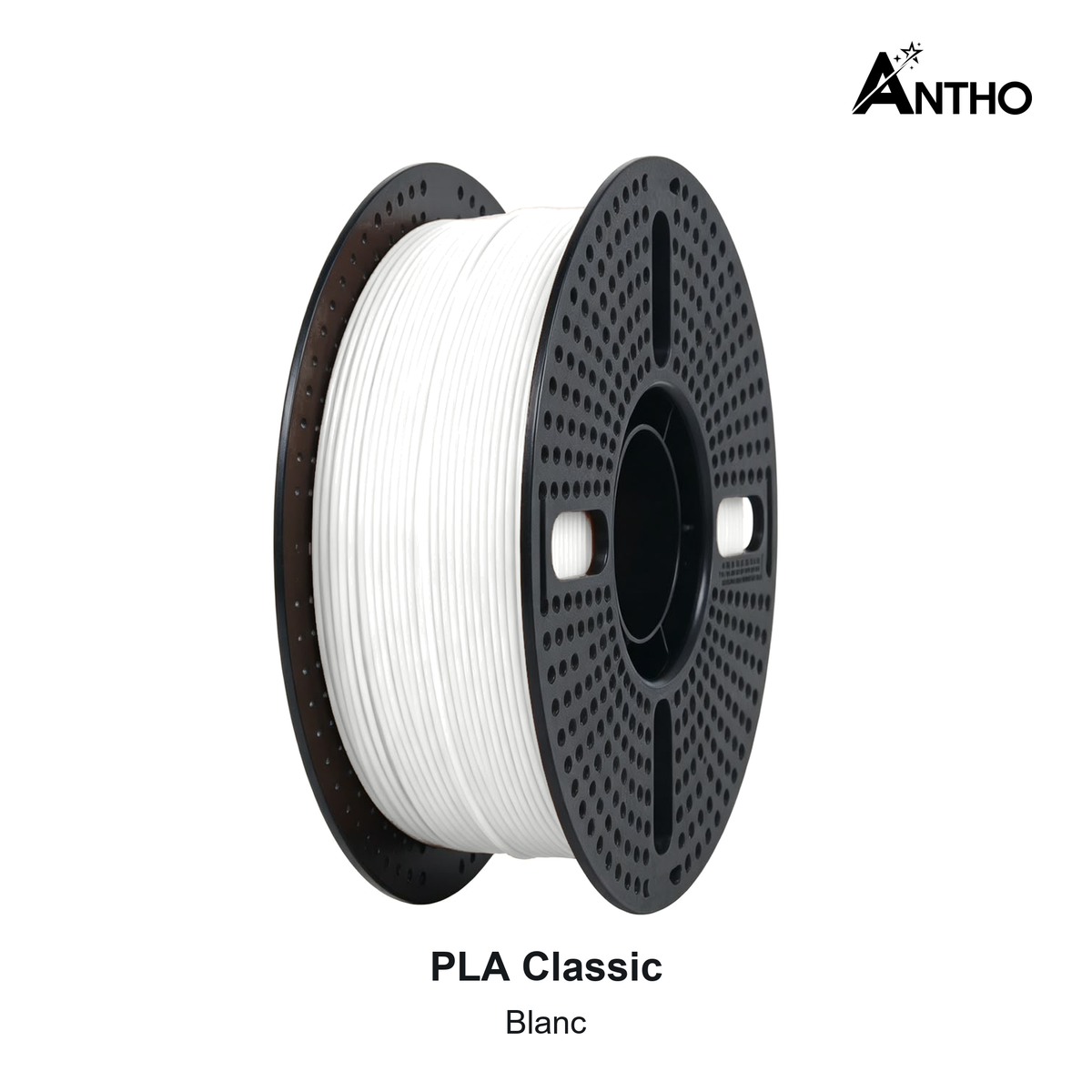 Filament ANTHO PLA Classic 1 kg - Blanc - AB0101 - bobine noire ajourée