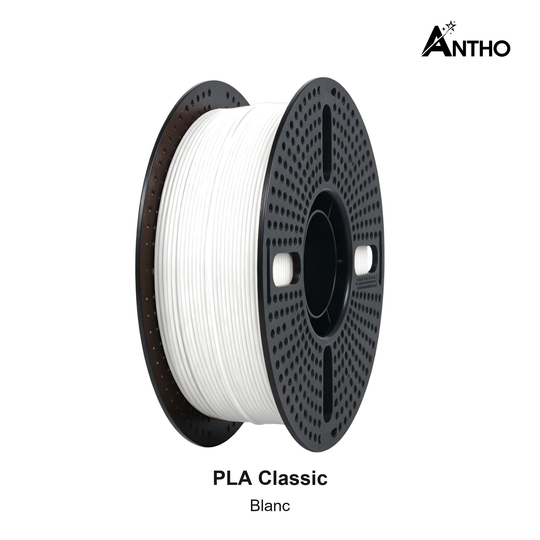 Filament ANTHO PLA Classic 1 kg - Blanc - AB0101 - bobine noire ajourée