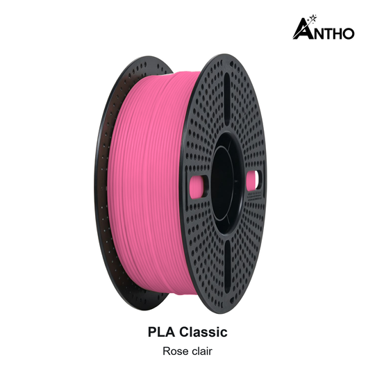 Filament ANTHO PLA Classic 1 kg - Rose clair - AB0203 - bobine noire ajourée