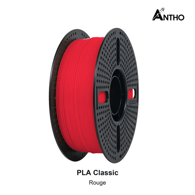 Filament ANTHO PLA Classic 1 kg - Rouge - AB0204 - bobine noire ajourée