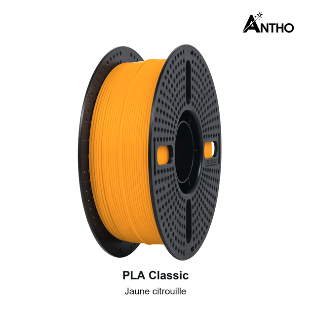 Filament ANTHO PLA Classic 1 kg - Jaune citrouille - AB0301 - bobine noire ajourée