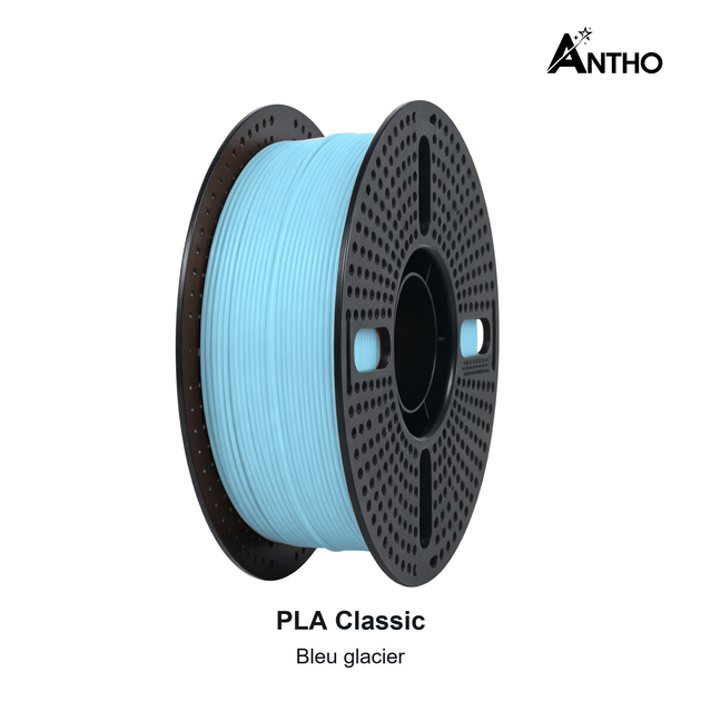Filament ANTHO PLA Classic 1 kg - Bleu glacier - AB0902 - bobine noire ajourée