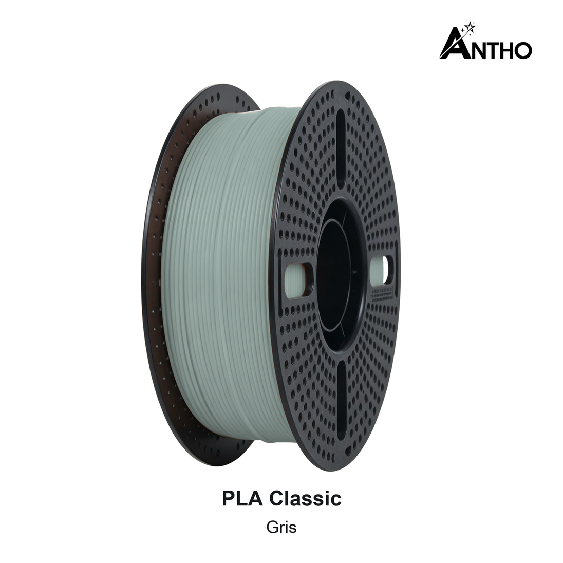 Filament ANTHO PLA Classic 1 kg - Gris - AB1101 - bobine noire ajourée