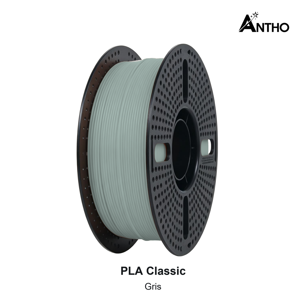 Filament ANTHO PLA Classic 1 kg - Gris - AB1101 - bobine noire ajourée