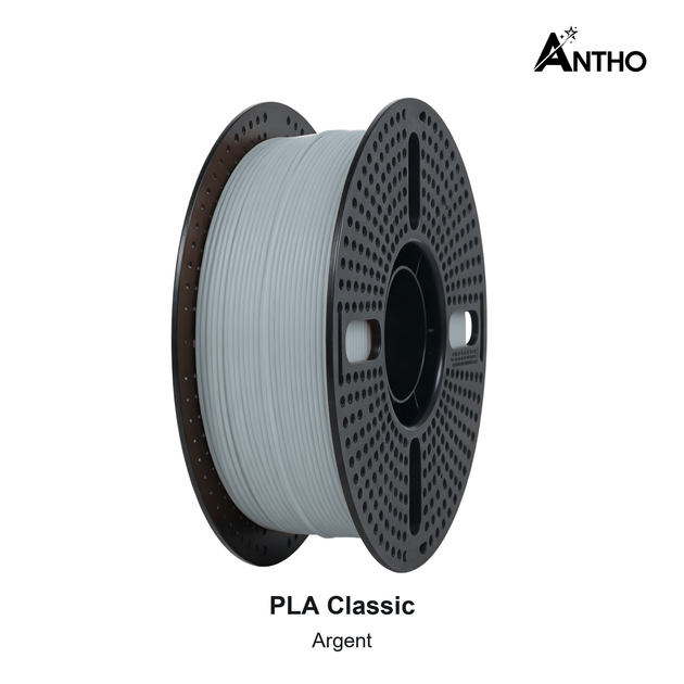 Filament ANTHO PLA Classic 1 kg - Argent - AB1103 - bobine noire ajourée