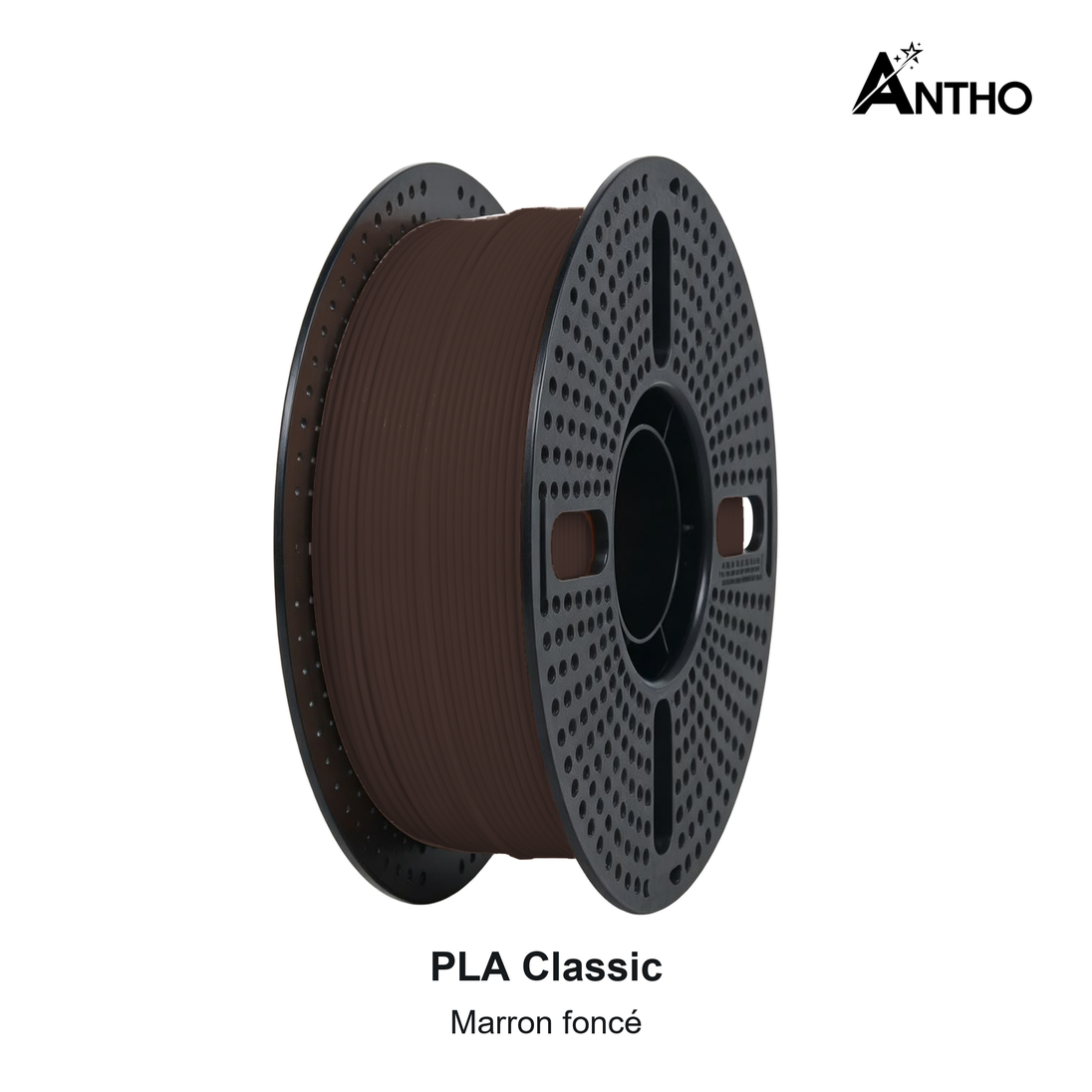 Filament ANTHO PLA Classic 1 kg - Marron foncé - AB1302 - bobine noire ajourée