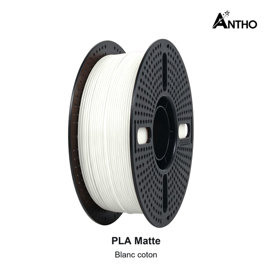 Filament ANTHO PLA Matte 1 kg - Blanc coton - AM0101 - bobine noire ajourée