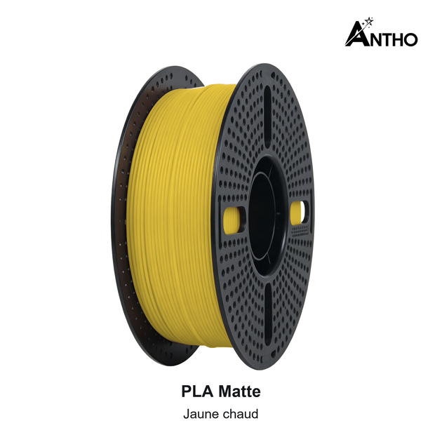 Filament ANTHO PLA Matte 1 kg - Jaune chaud - AM0601 - bobine noire ajourée