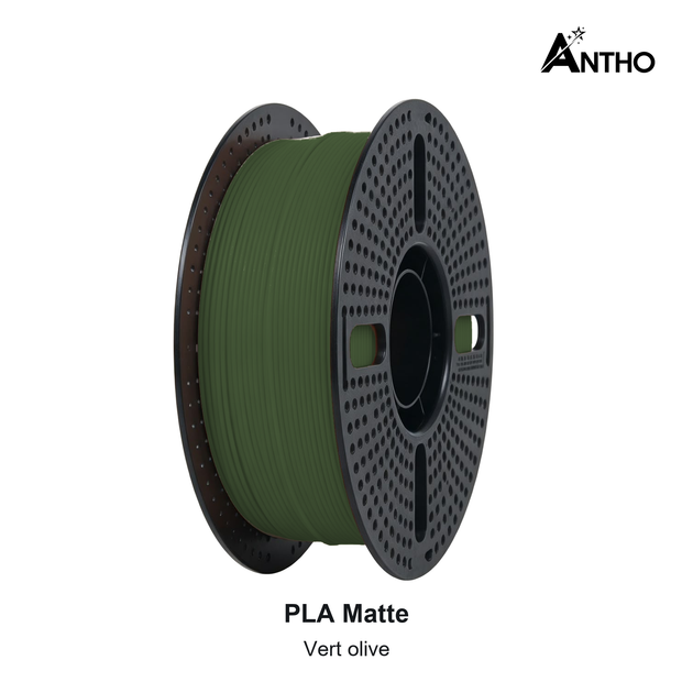 Filament ANTHO PLA Matte 1 kg - Vert olive - AM0702 - bobine noire ajourée