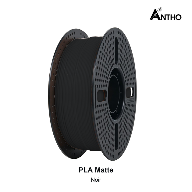 Filament ANTHO PLA Matte 1 kg - Noir - AM1002 - bobine noire ajourée