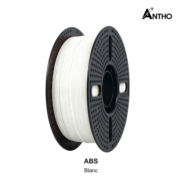 Filament ANTHO ABS 1 kg - Blanc - AMF0101 - bobine noire ajourée