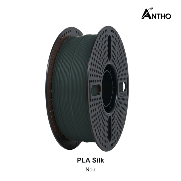 Filament ANTHO PLA Silk 1 kg - Noir - AS1002 - bobine noire ajourée