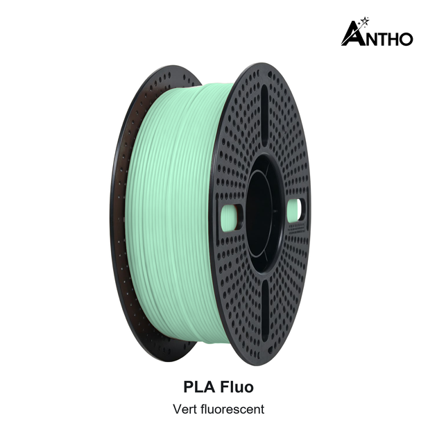 Filament ANTHO PLA Fluo 1 kg - Vert fluorescent - AY0303 - bobine noire ajourée