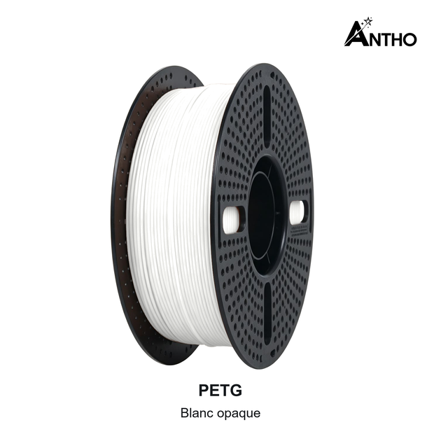 Filament ANTHO PETG 1 kg - Blanc opaque - GLB0101 - bobine noire ajourée