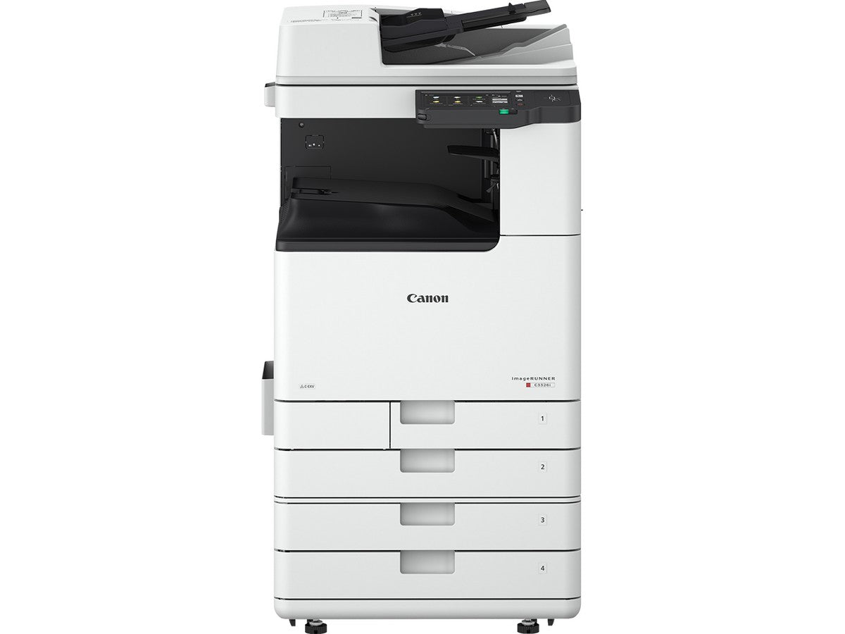 Photocopieur Canon imageRUNNER C3326i - vue de face avec bacs supplémentaires optionnels