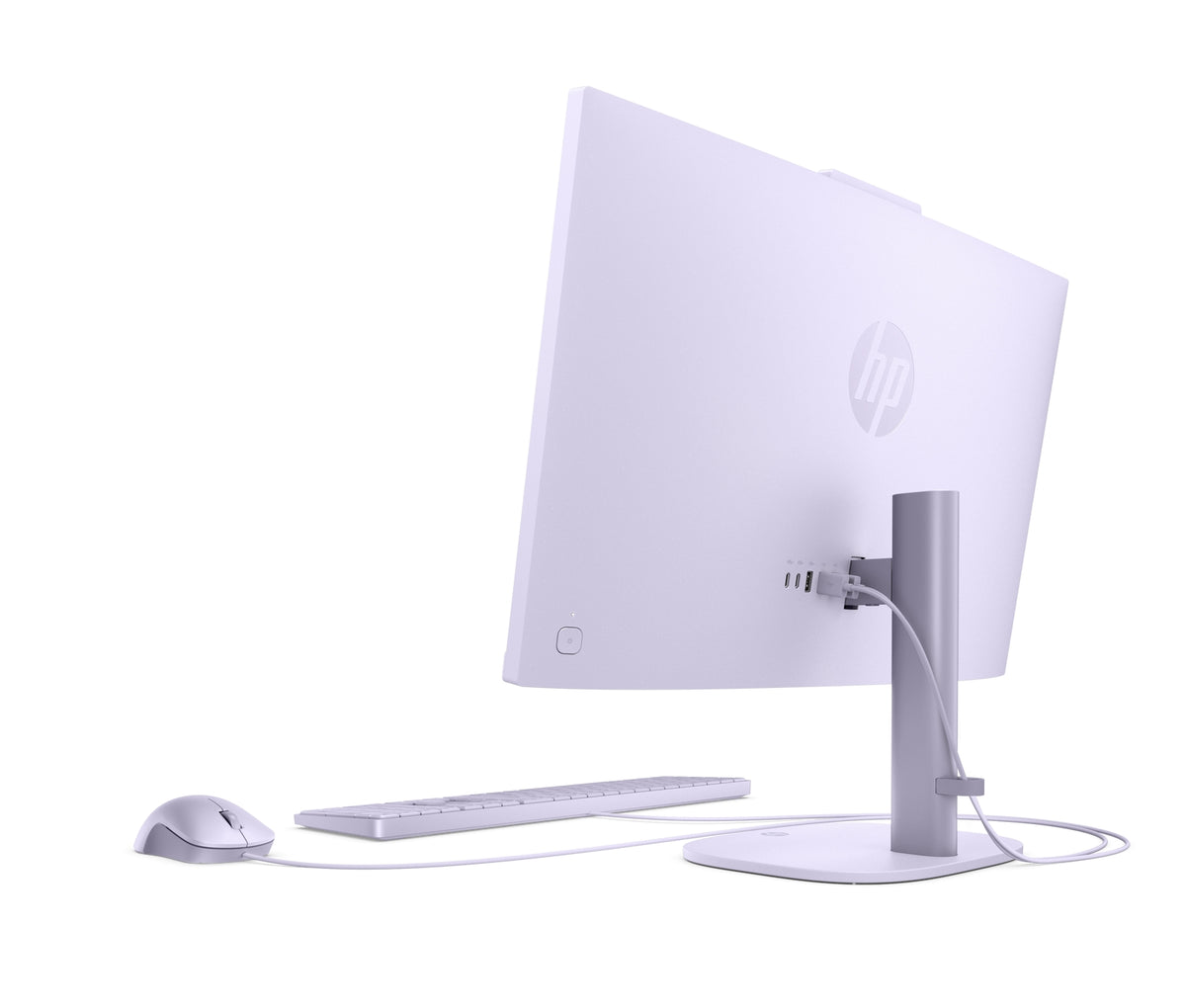 HP 24-cv0010nf Voile d’améthyste, vue arrière avec clavier et souris