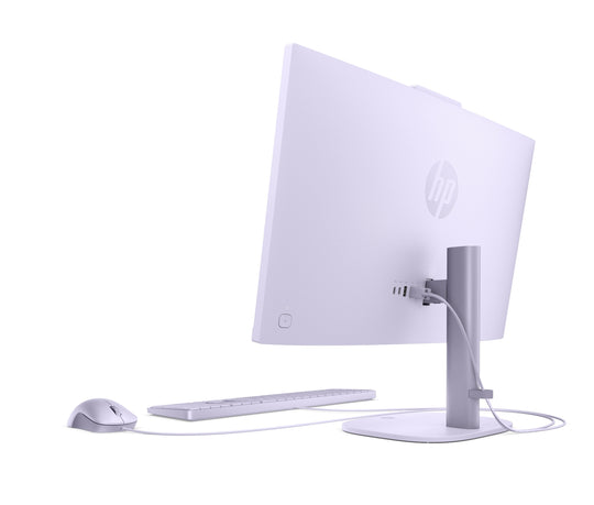 HP 24-cv0010nf Voile d’améthyste, vue arrière avec clavier et souris