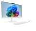 HP 27-cw0030nf Blanc coton, vue de trois quarts avec clavier et souris
