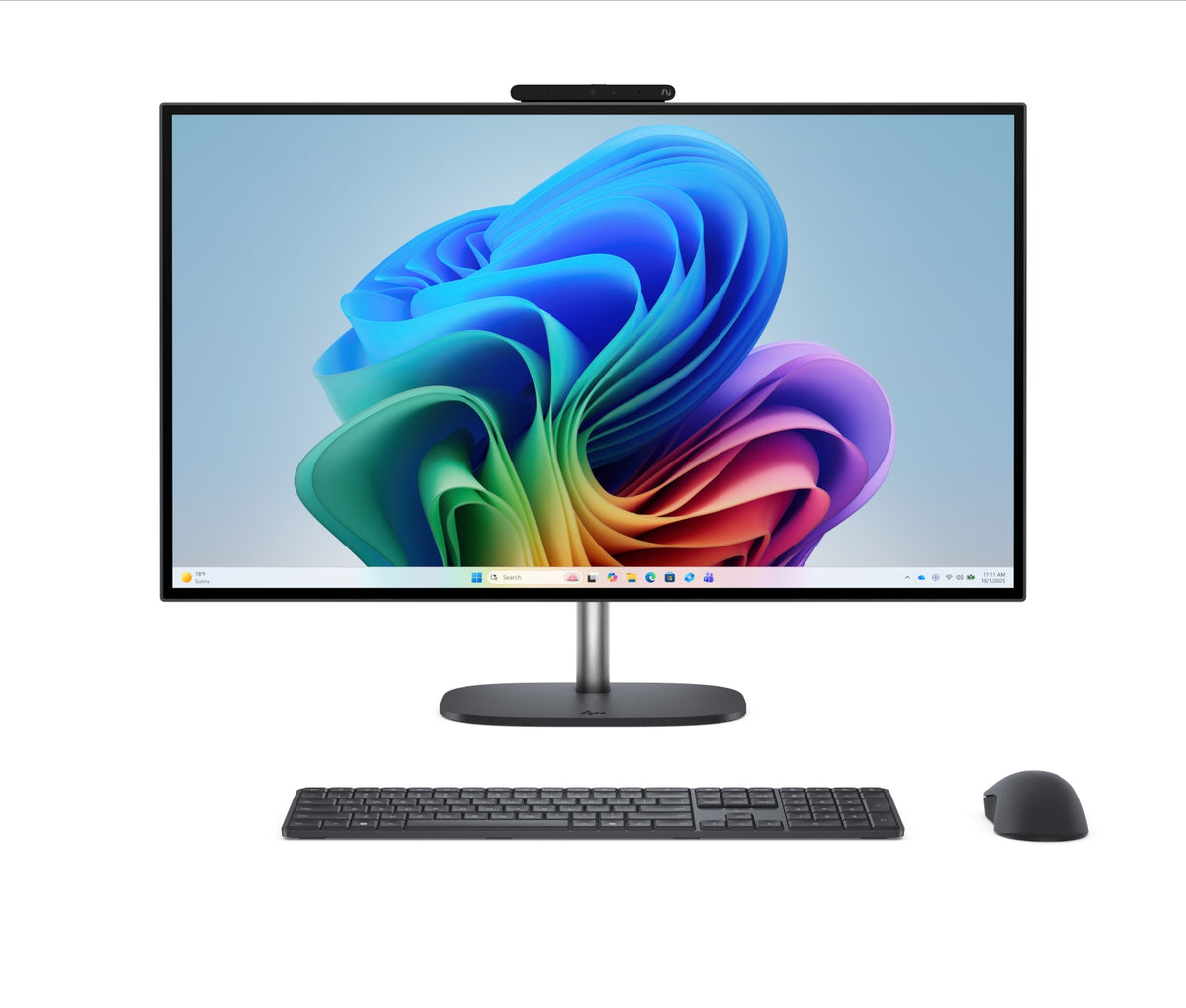 HP OmniStudio X 27-cx0013nf gris éclipse, vue de face avec clavier et souris