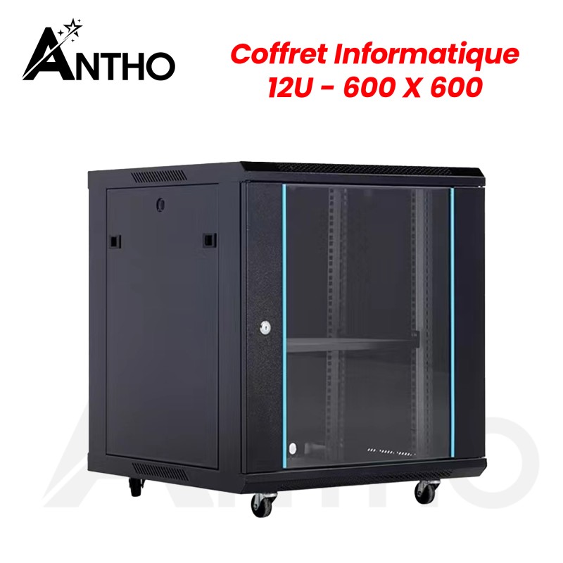 ANTHO Armoire / Coffret Informatique 12U - 600 X 600 X 650