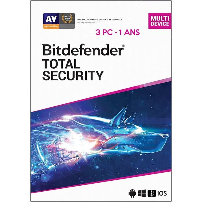 Bitdefender Total Security 3 PC - 1 AN - Compatible Smartphone & Tablette Et MAC