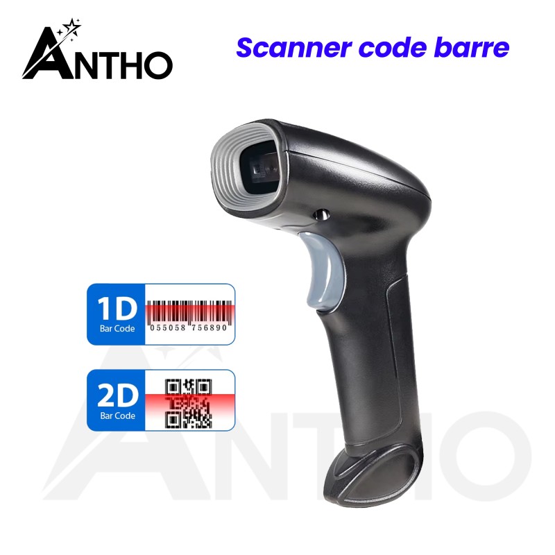 ANTHO Lecteur Code Barre 2D USB - Scanner - QR Code