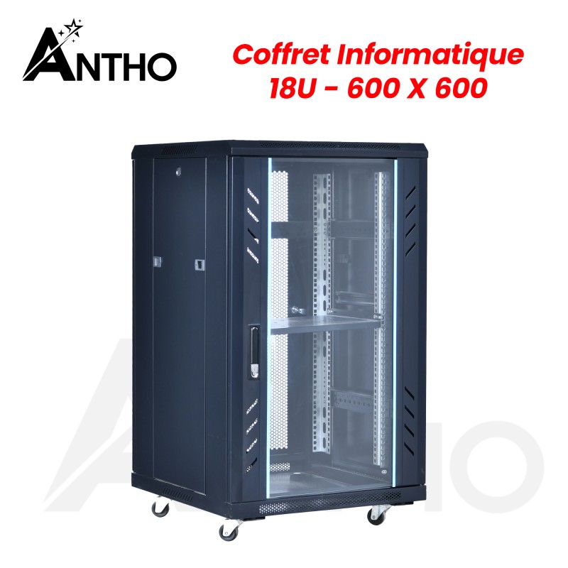 ANTHO Armoire / Coffret Informatique -  18U – 600 x 600