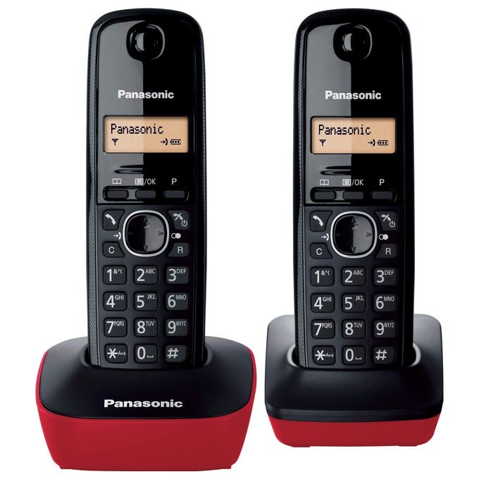 Téléphone Sans Fixe Sans Fil Double - Panasonic KX-TG1612 - Noir Rouge