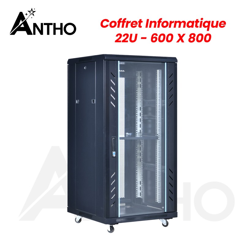 ANTHO Armoire / Coffret Informatique 22U - 600 x 800